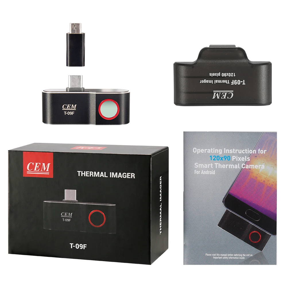 CEM T-09F 미니 열화상 카메라, USB/C 타입 인터페이스, 120x90 열 센서, 스마트 써머뷰 앱 기능