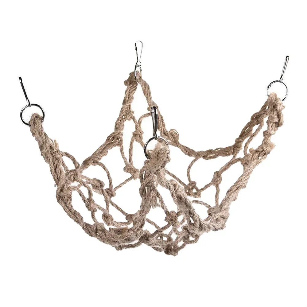 Parrot Toy Bird Toy Bird Swing Toy Small Pet Ladder Toy Birds Swing Ladder Toys Hemp Rope Net Pet Parrot Birds Chew Play Climbing Ropes with Hook Pet Accesorios for Bird Indoor Toy