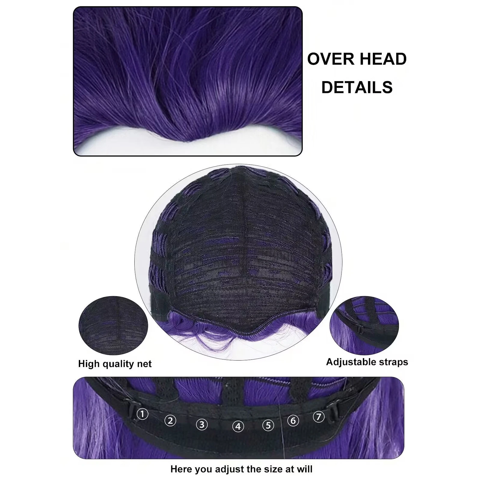 10 Inch Synthetic Hair Purple Short Straight Cosplay Wig for Halloween Christmas School Thanksgiving Day