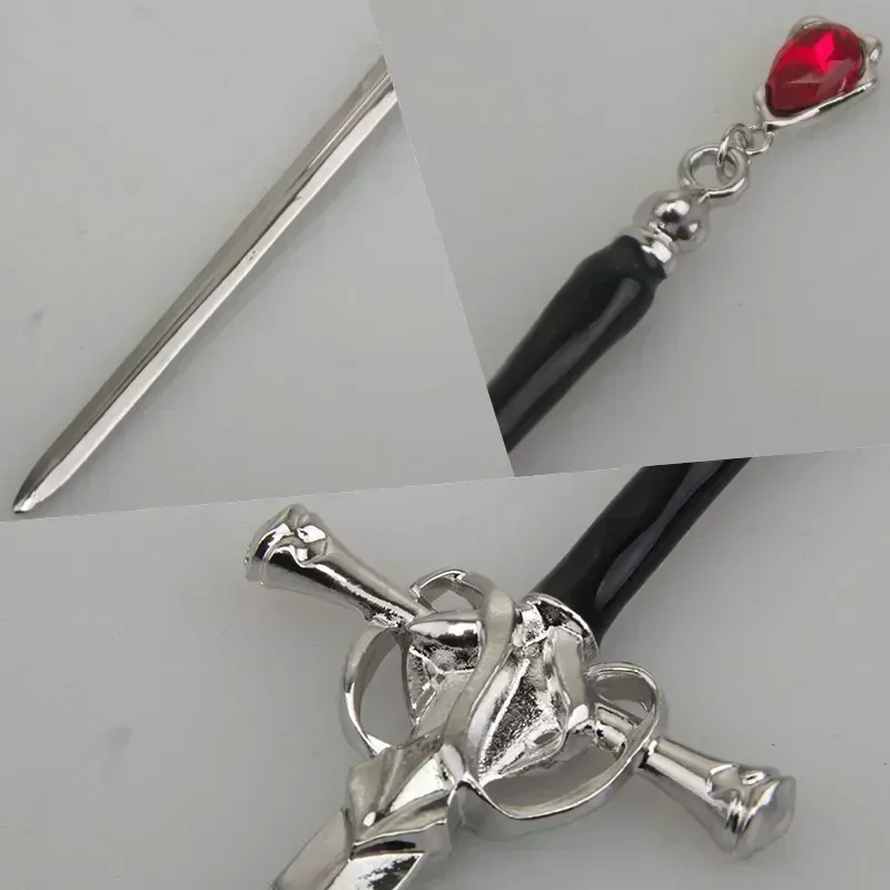 Hair Stick Vintage Ruby Pendant Sword Hairpin Headdress Chinese Style Ponytail Holder Retro Simple Hair Accessories