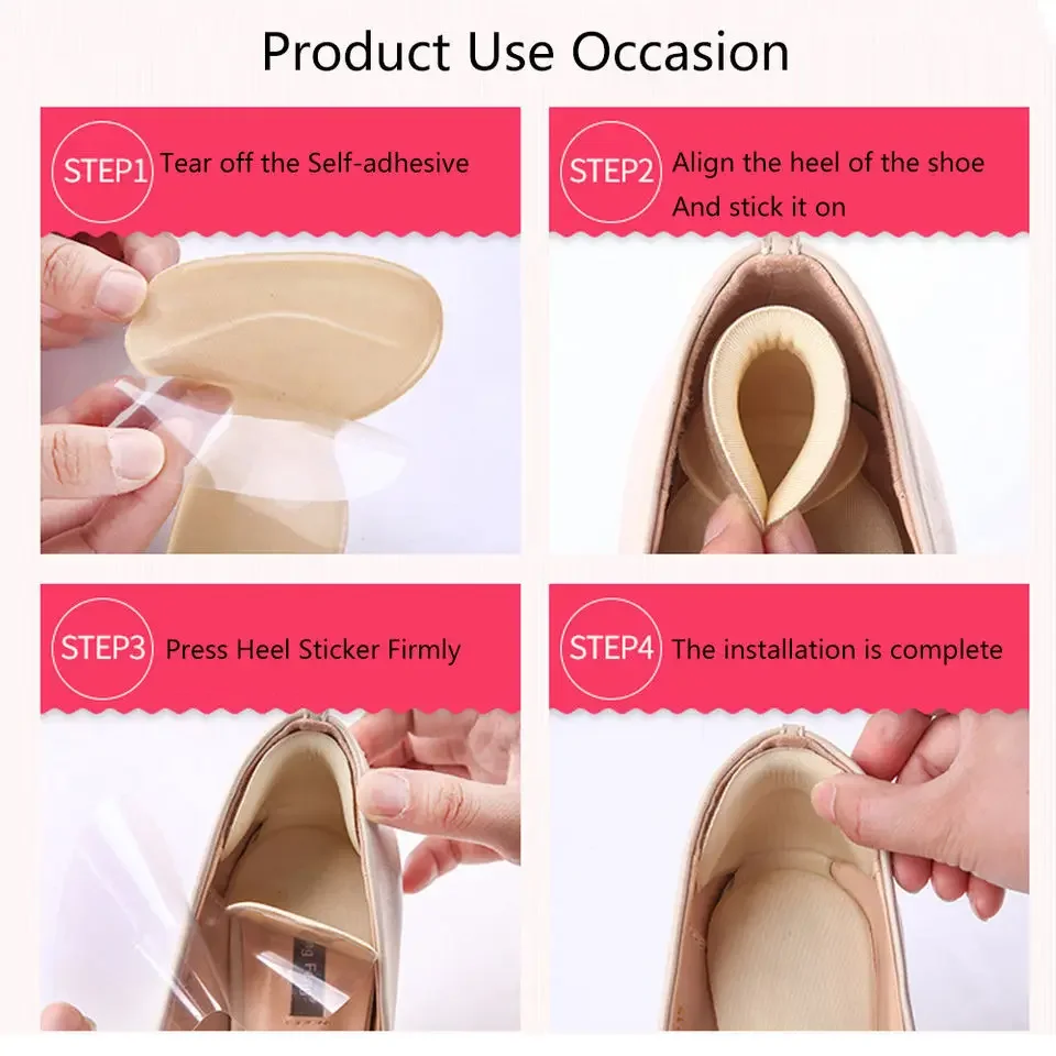2PCS Heel Stickers Half Insoles Women Foot Heel Pad Sports Shoe High Heels Back Sticker Pain Relief Protector Cushion Insole shoe insoles heel cushion insole heel patch insole heel cushion protector heel insoles heel protector patches heel protector pads heel grips heel protector shoe stickers