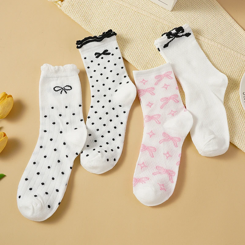 ALLTOOALL 4 pares de calcetines de mujer primavera otoño calcetín transpirable lindo corazón moda divertido regalo mujer medio tubo calcetines casuales