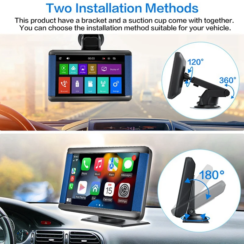 

7Inch Car Capacitive Touch Navigation Screen Wireless Carplay And Android Auto Car Portable Player With AHD Camera,A Parts