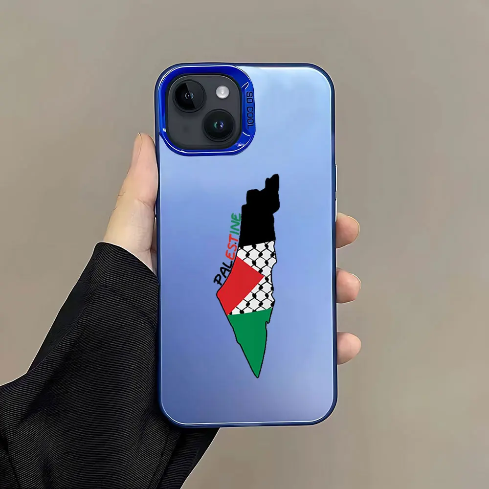 thumbnail image 1 of Funda trasera de teléfono a prueba de golpes mate caramelo para mapa de la bandera de Palestina iPhone 15 14 13 12 11 Pro Max X XR XSMAX 8 7 Plus, 1 of 5