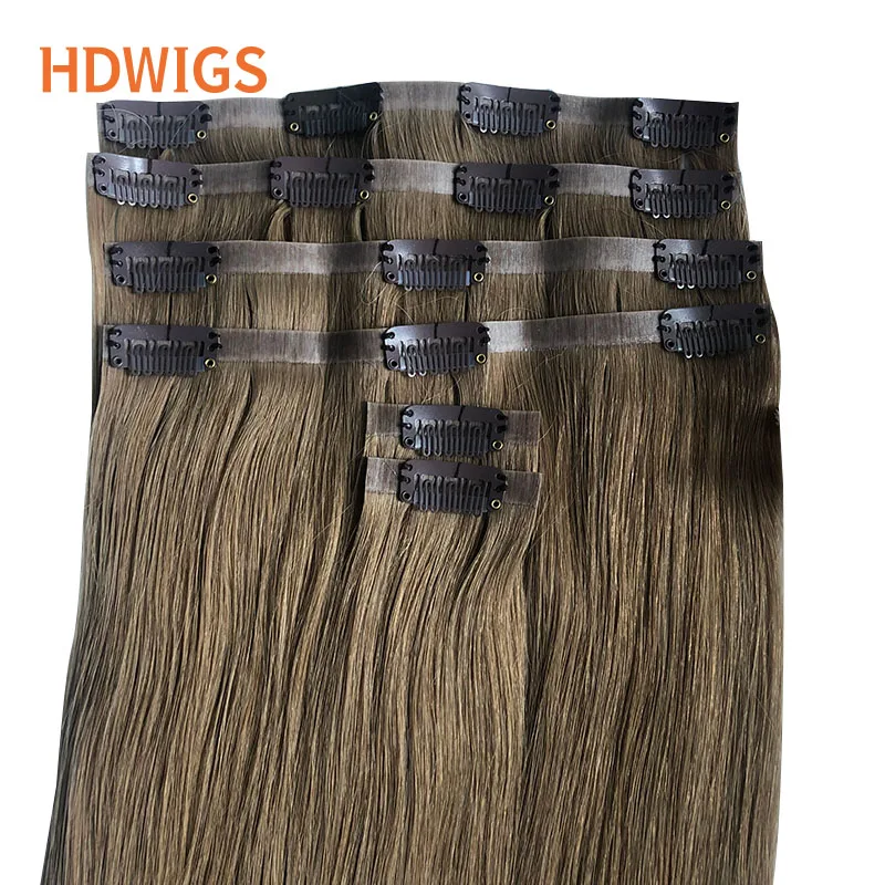 Hair Extensions Clips in Straight 6pcs Clip in PU Brazilian Virgin Human Fusion 100g Natural Blonde