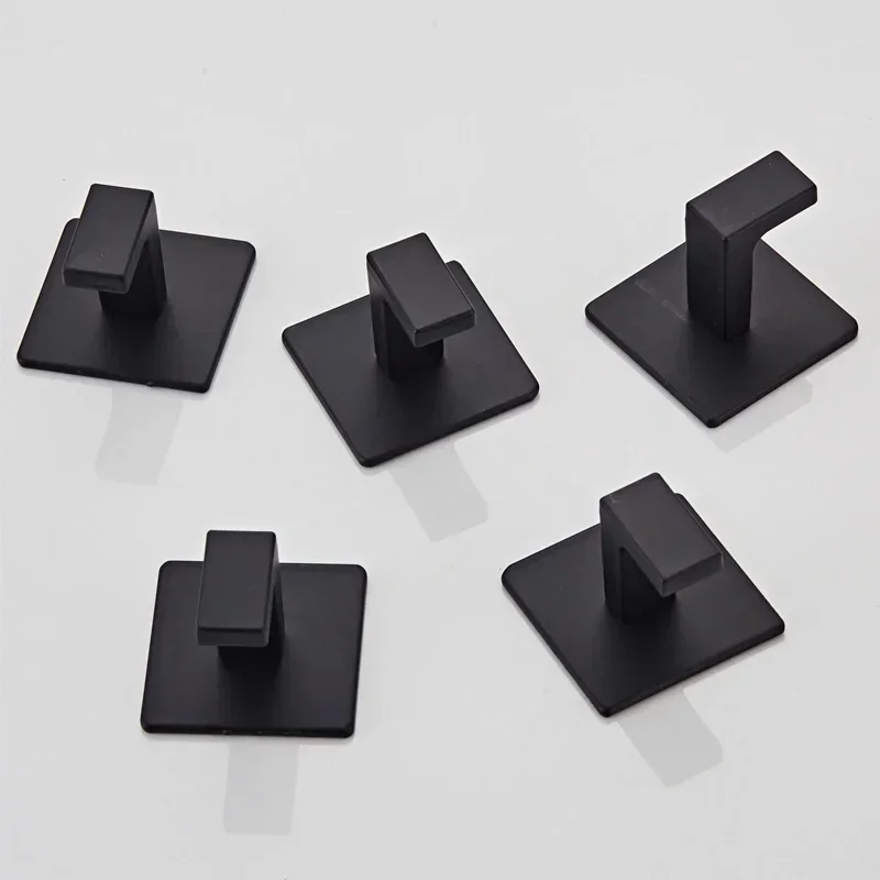 Description Picture 5 of item1/4pcs Black Self-Adhesive Wall Hooks for Hanging Keys Clothes Hanger Door Robe Hook Coat Rack Holder Bathroom Accessories New
