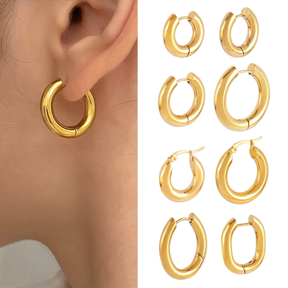 Hypoallergenic Lightweight Large Thin Flat Hoop Earrings | Tini Lux