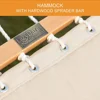 12 FT Double Quilted Fabric Hammock and 13 FT Wooden Arc Stand,Removable Pillow,2 Person Hammock for Outdoor Patio Poolside 5