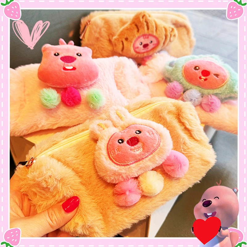 

Loopy Plush Pen Bags Kawaii Students Stationery Bags High-Capacity Stylish Trendy Cartoon Case Cute Sweet Girls Kids Gift Lovely