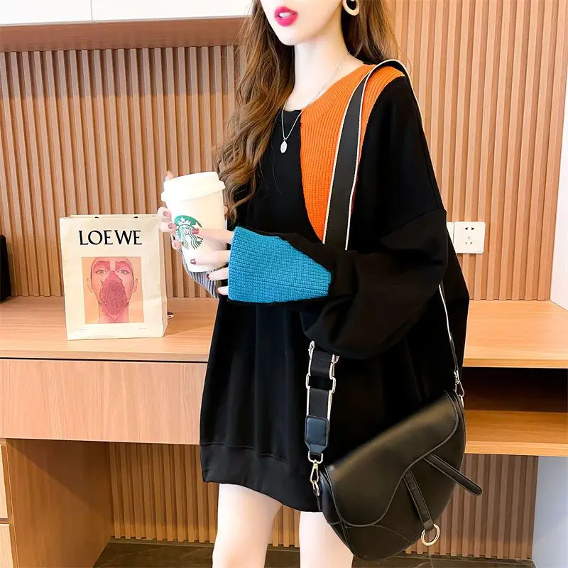 Autumn Winter Hipster Round Neck Loose Casual Sweatshirt Female Harajuku Y2K Trend Fashion Pullover Top Women All-match Outwear