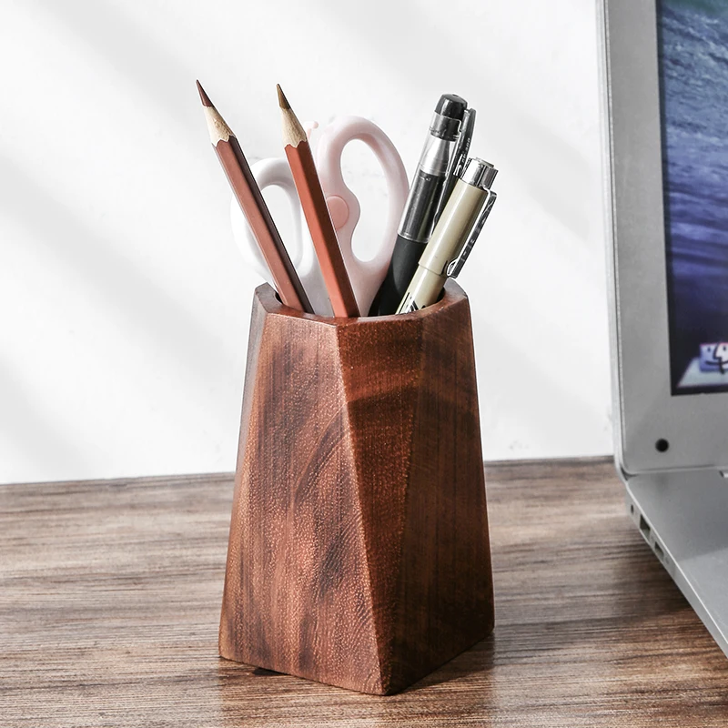 Black Walnut Pen Holder Polishing Design Desktop Storage Supplies Wooden Desk Accessories Pen Storage Box Walnut Holder