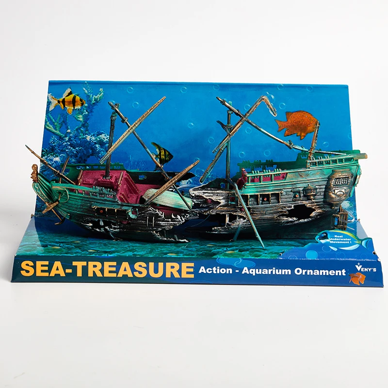 Aquarium Fish Tank Landscape Pirate Ship Wreck Ship Decor Resin Boat Ornament