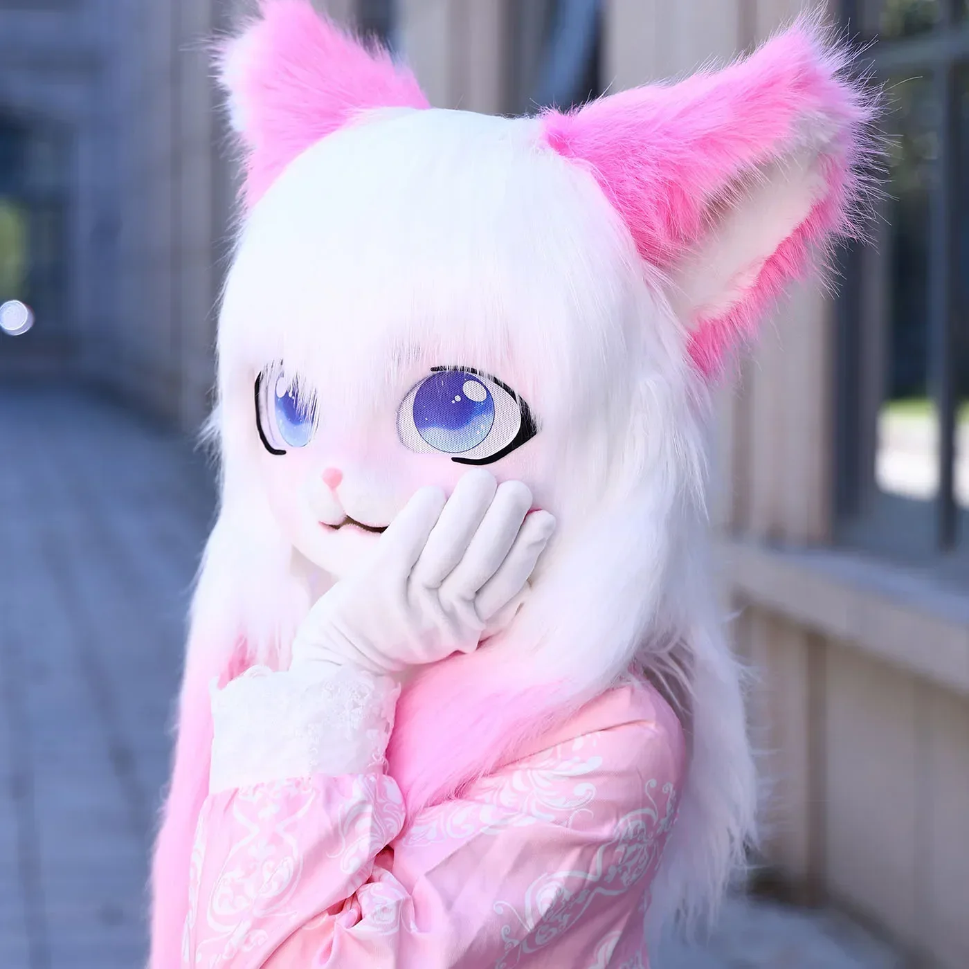 Kig Fursuit Kigurumi Headset Furry Cosplay Costume Animal Ear Rabbit Furry Mask Head Base Paw Comiket Cosplay perform Costume