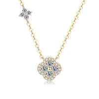 Collier, bracelet et boucles d'oreilles Lnkry en moissanite 2,5 mm, or 14 carats, ensemble de bijoux trèfle à quatre feuilles pour couples, cadeau de mariage 5