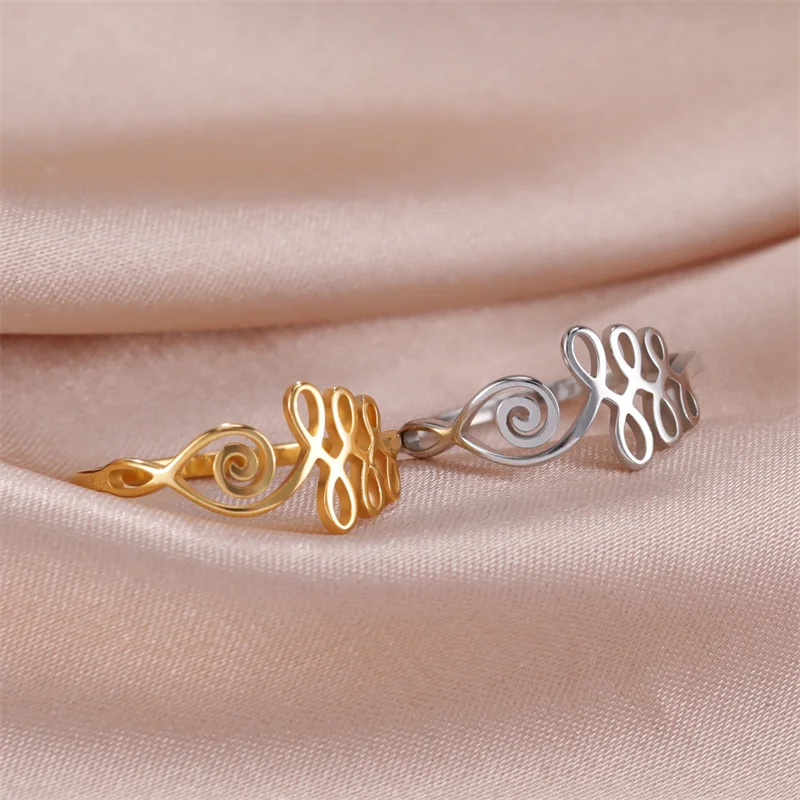 Vintage Edelstahl Lotusblume Ringe für Frauen Mädchen Buddhismus om unalome Yoga Fingerring Hochzeits schmuck Bague Geschenke – Detail 23