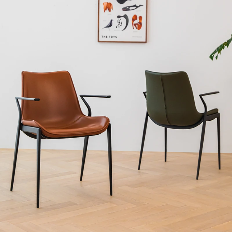 

Nordic Luxury Dining Chairs Armchairs Italian Saddle Vanity Dining Chairs Backrest Business Cadeira Living Room Furniture WZ50DC