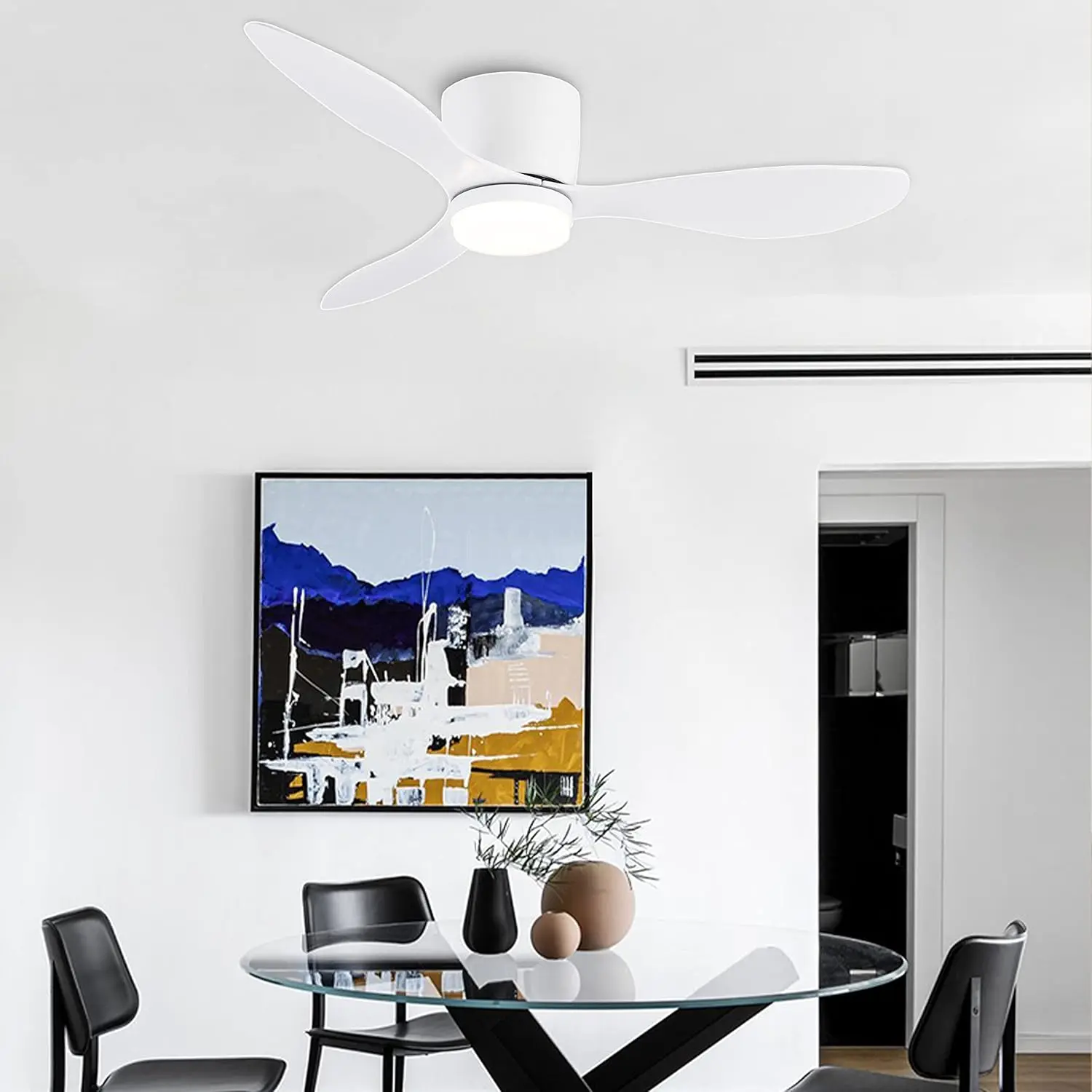 Ceiling fan 42Inch Mount Ceiling Fan Light 3 Colors 6 Speeds Timing Low Profile Ceiling Fan Remote Control Bedroom Dining Room