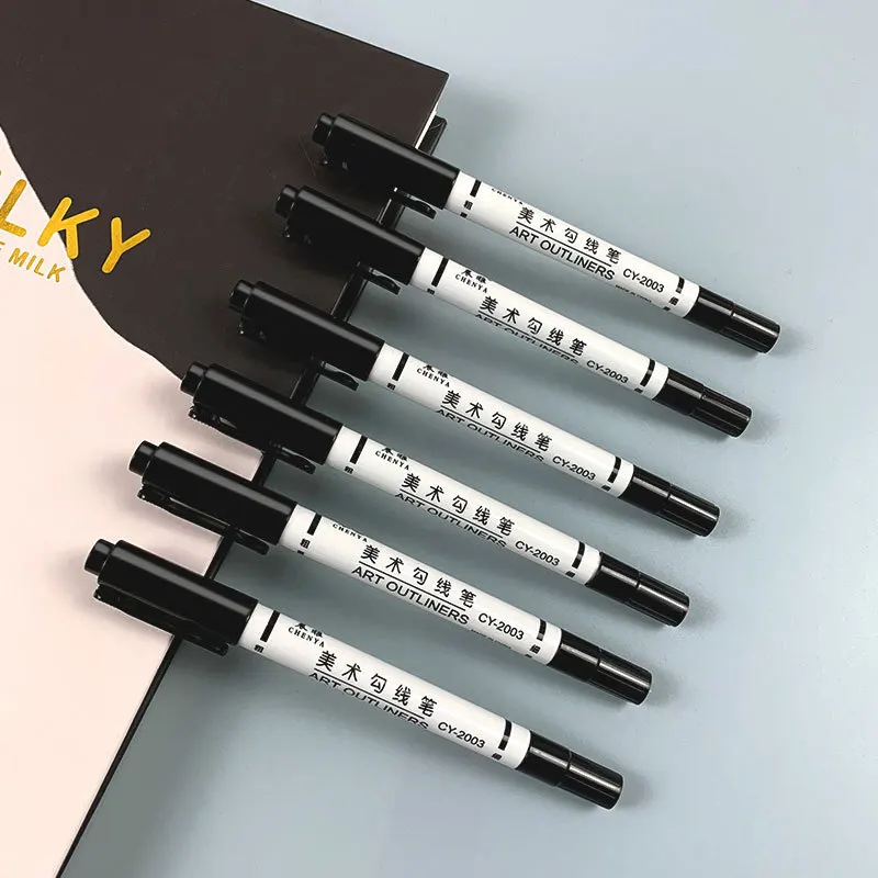 12Pcs/set Twin Tip Colored Permanent Art Markers Pens Fine Point Waterproof Oily Black Ink Sketchbook Painting School Supplies 8pcs box white black brown charcoal pencil art supplies special colored charcoal pencils for drawing art pencils graphite alot