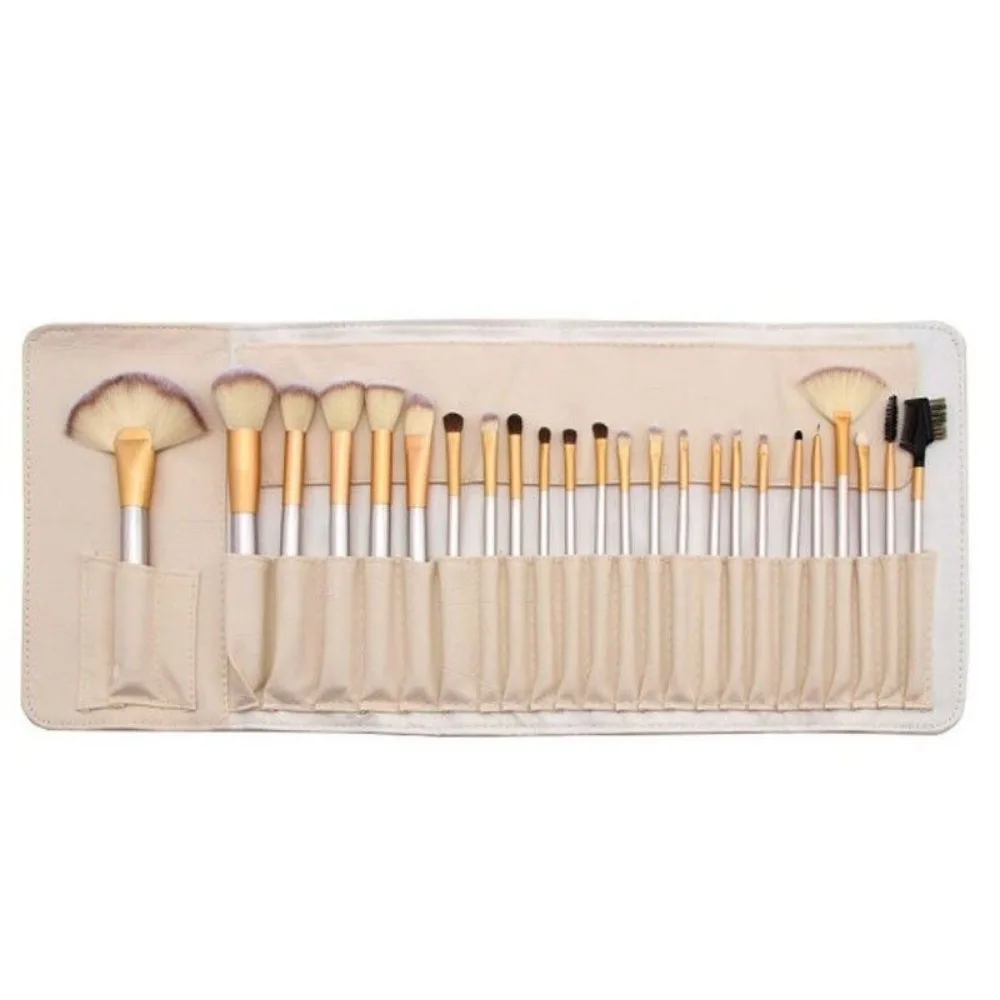 Professional Wooden Make Up Brushes Sets With Leather Storage Pouch Set of 12-24 3
