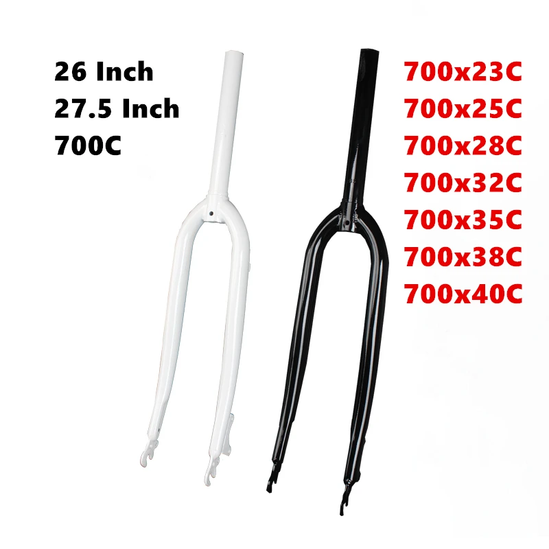 Fourche vtc 700x35 rigide cintree acier chrome avec tasseaux