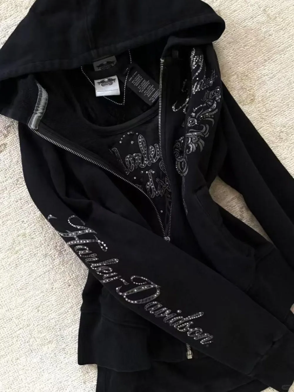 Women's Y2K Gothic Slim Fit Black Hoodie