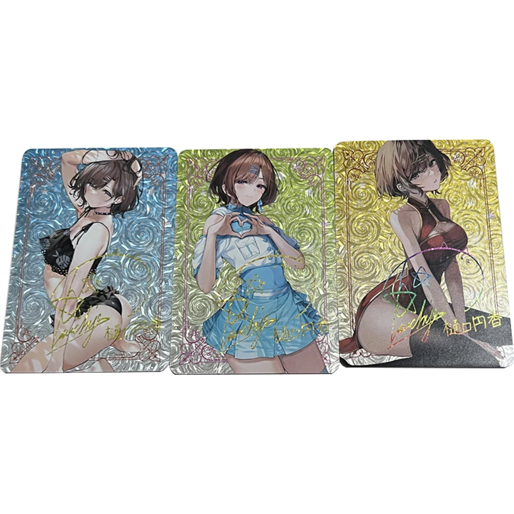 

3Pcs/set Sexy Swimwear Girl Card Kawaii Higuchi Madoka Animation Collection Card Signature Flash Card Anime Peripheral 59*86mm