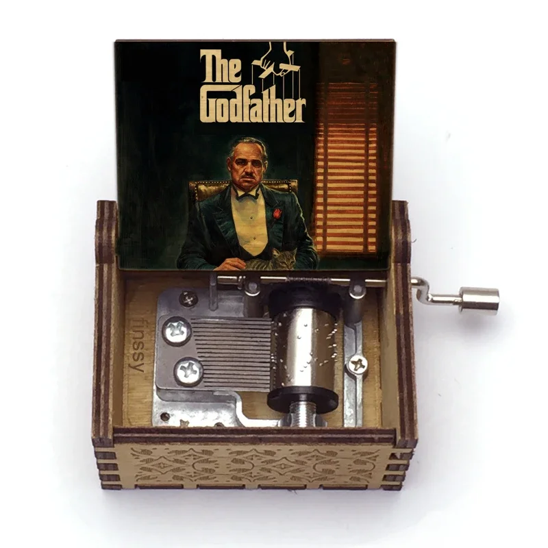 Figure Print Wooden Hand The Godfather Music Box Christmas Birthday Gift Party Casket Anonymity Decoration