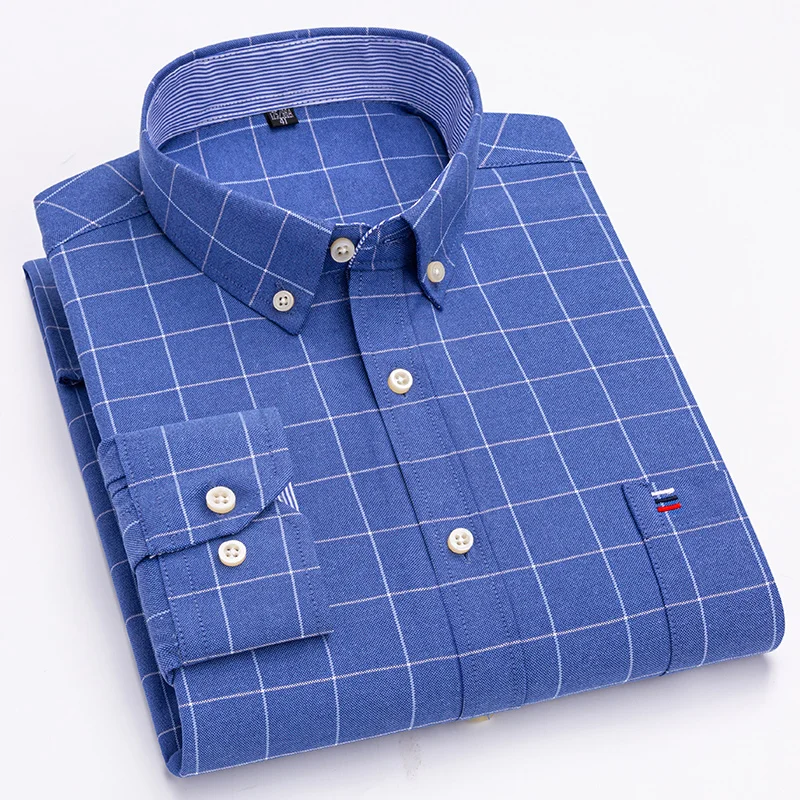100% Cotton Men's Oxford Shirts Cotton Shirt Long Sleeve Shirt Man Long Sleeve Casual Slim Fit Dress Shirts For Male Business Shirt Camisa Social Blouse Tops