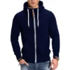 Men's Hoodies Long Sleeve Sweatshirts for Men Zipper Hooded Pullover High Neck Mens Sweatshirt Top Jacket Coat Black Sweater 4