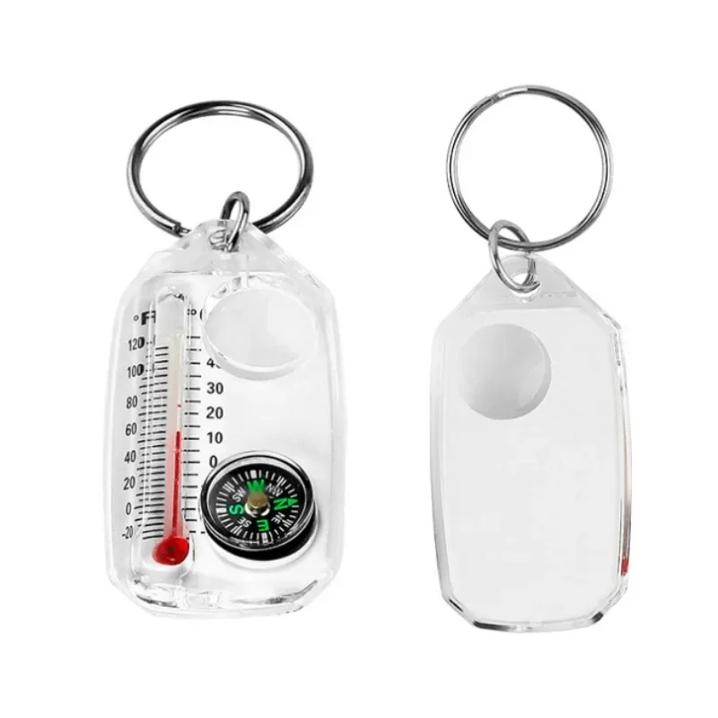 Description Picture 5 of item2pcs Three In One Compass Thermometer Keychains Mini Portable Precise Accurate Mountain Outdoor Camping Travel Adventure Tools