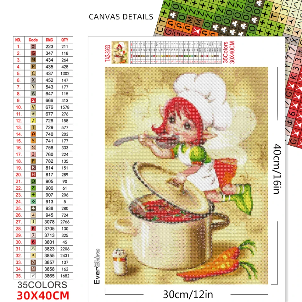 Diamond Painting diamond painting Evershine Full Square/Round Drill 5D DIY Diamond Painting Cartoon Diamond Embroidery Chef Girl Cross Stitch Mosaic Home Decor
