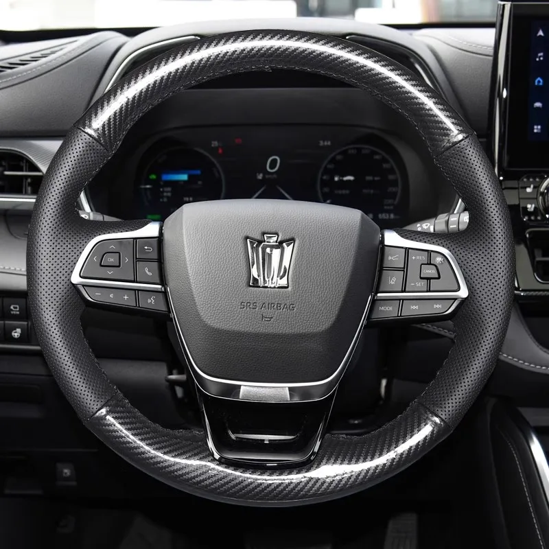 

Suitable for Toyota Crown 2021, 2022, 2023 Hand-stitched Black 3D Carbon Fiberf Non-slip Special Steering Wheel Cover