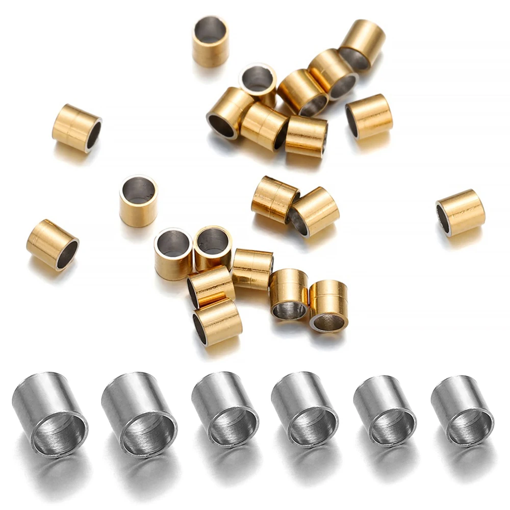 150 teile/los durchmesser 1,5 2 2,5mm Edelstahl rohrs topper Spacer Perle Crimp-End perlen für DIY Schmuck herstellung Lieferungen Großhandel