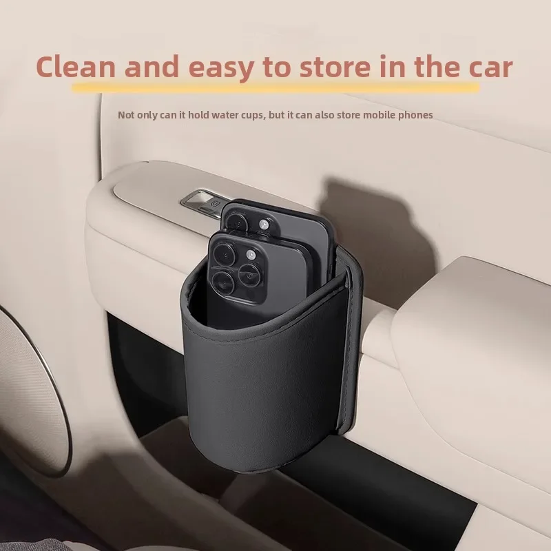 PU Leather Car Door Cup Holder Storage Box Universal Seat Back Organizer Vehicle Car Drink Rack