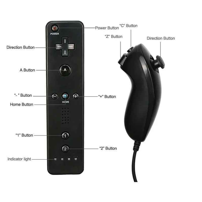 For Nintend Wii 2 in 1 Wireless Remote Gamepad Controller Without Motion Plus Remote Control Compatible Nintendo Wii Joystick