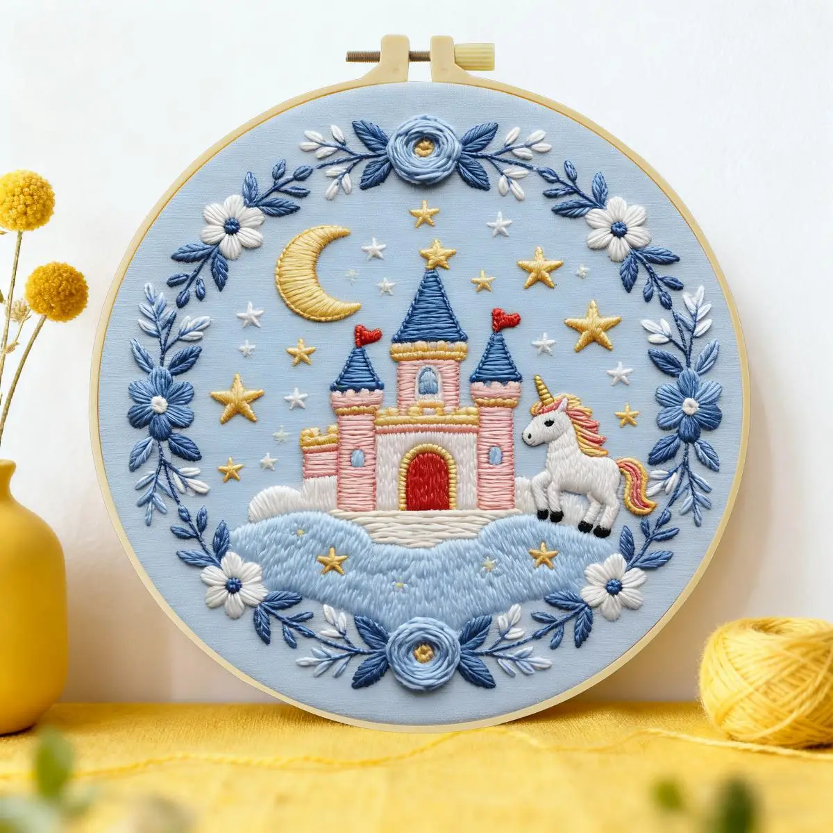 1 Stück 20X20CM/15X15CM 7,87/6,3 Zoll Traumschloss Stickerei Starter-Kit DIY-Kit DIY-Stickerei-Set Handarbeiten Nähkunst