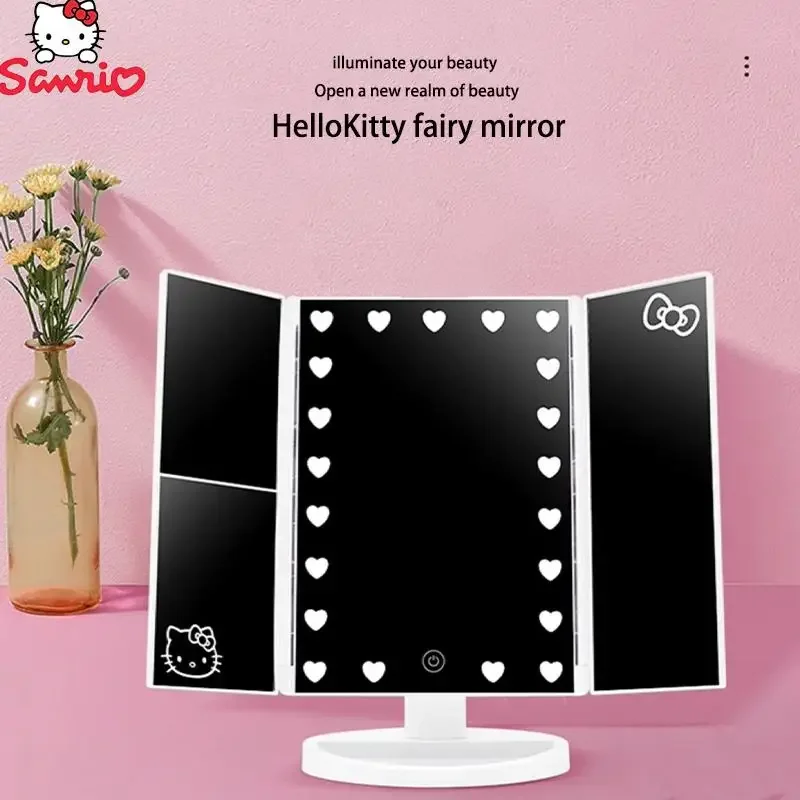 

Sanrio Hello Kitty Vanity Mirror Led Lights Foldable Desktop Household Beauty Mirror Adjustable Convenient Touch Girlfriend Gift