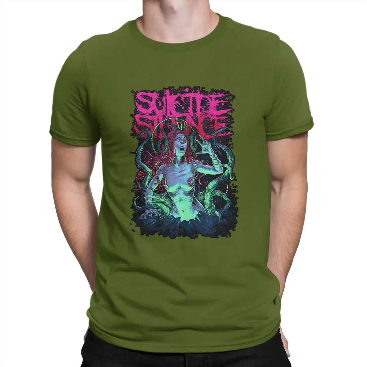 thumbnail image 1 of Camiseta única de banda de rock retro "Suicide Silence Leisure", camiseta para hombres y mujeres, 1 of 7