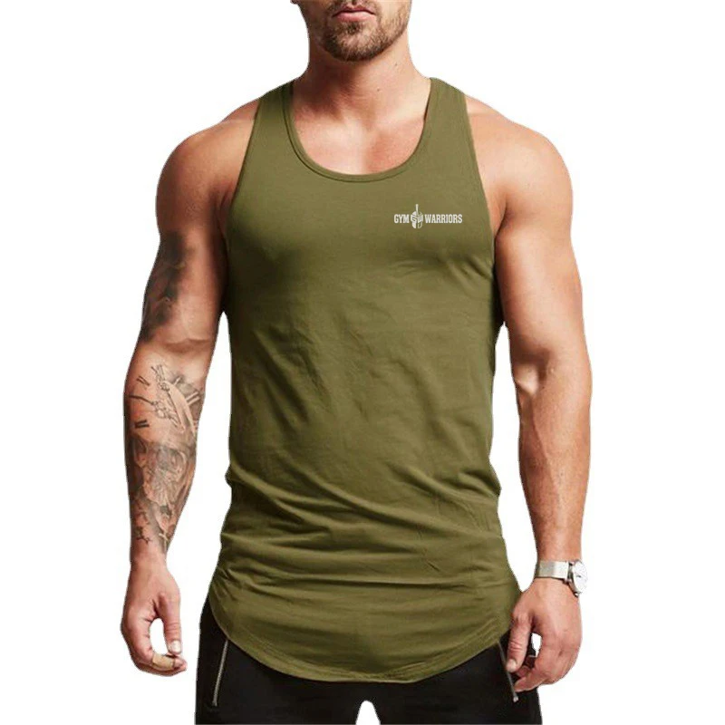 

2023 Fashion Print Gyms Bodybuilding Tank Tops Men Casual Sleeveless Summer Absorb Sweat Cool Feeling Cotton Breathable T-shirt