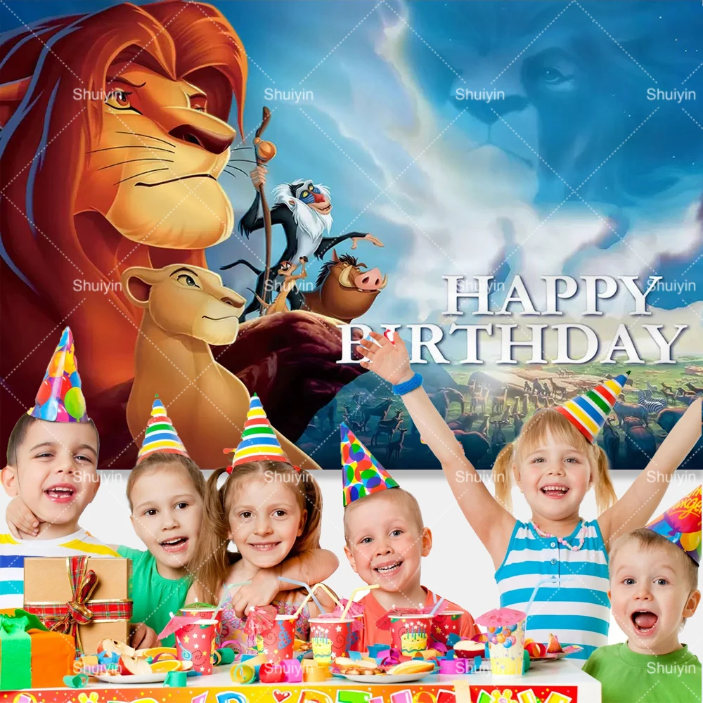 Simba's Jungle Celebration Backdrop - Tropical Birthday Party Decor Banner