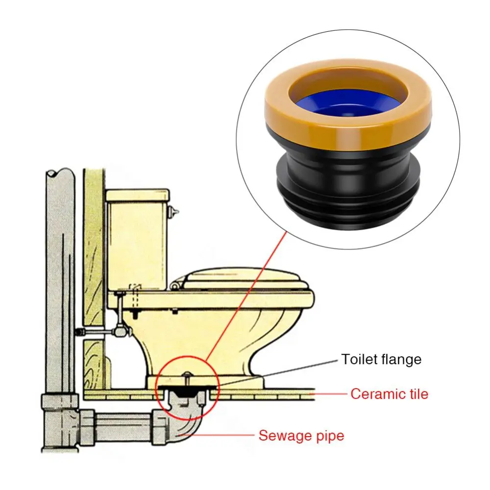 Toilet Bowl Flange Ring Practical Toilet Odor-resistant Drain Pipe Donut Sealing Ring Anti Leakage Repairing Parts