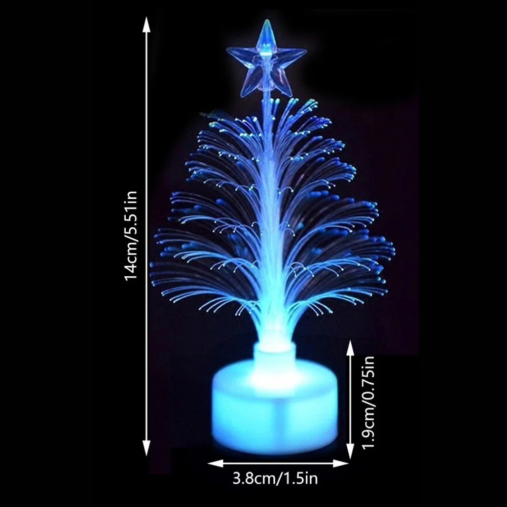 10pcs Color Changing Christmas Tree Night Light LED Fiber Optic Table Lamp Desktop Ornaments Holiday Atmosphere Light Home Decor