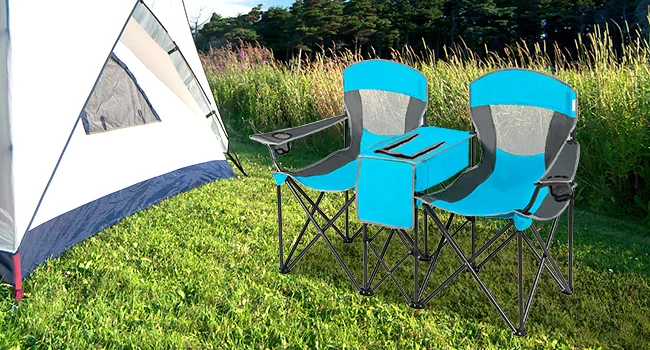 Silla de camping doble con toldo para sombra