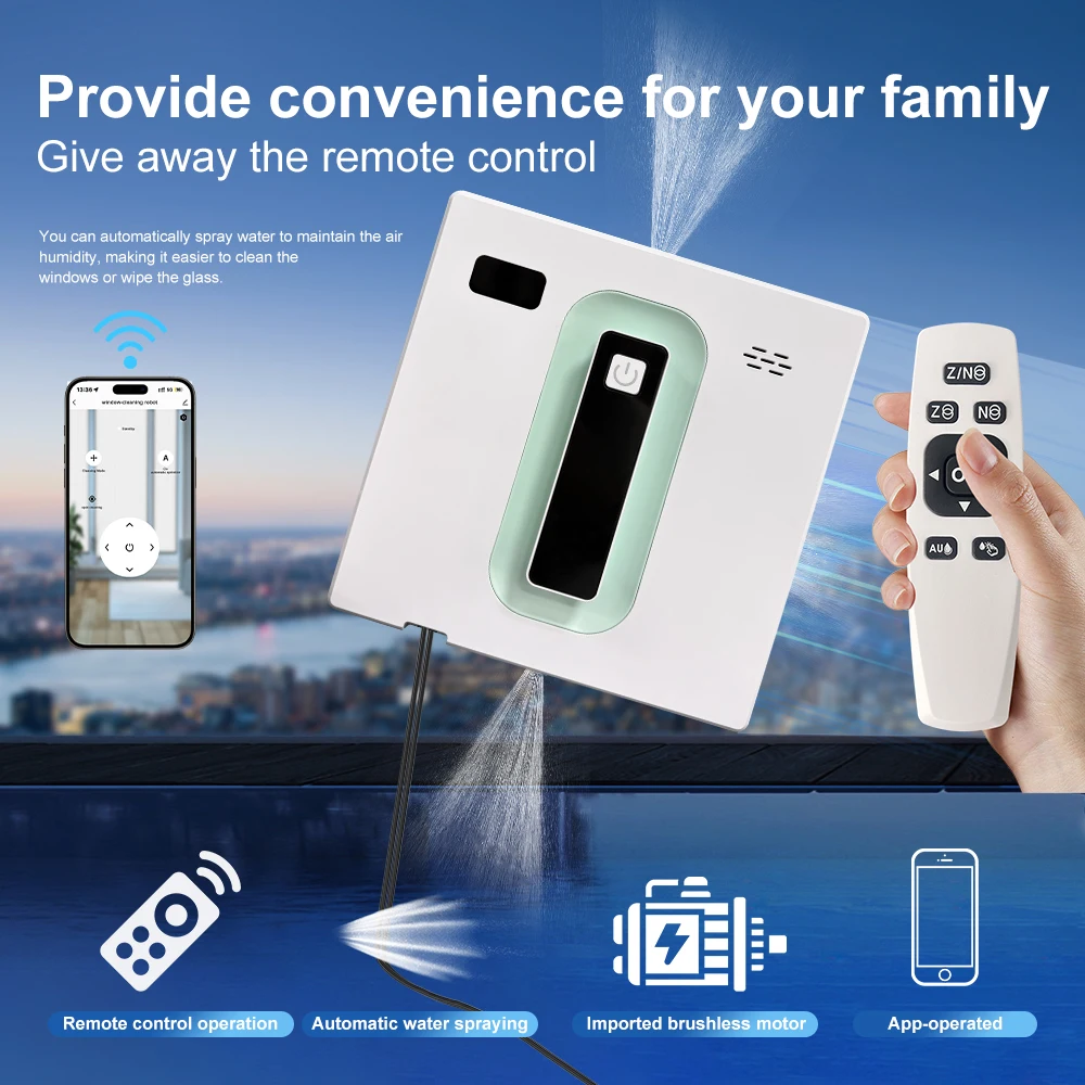 PuRuiKai Robot Electric Automatic Window Cleaning Robotic , With APP/Remote Control,With Voice Broadcast Two-way Automatic Spray - 5
