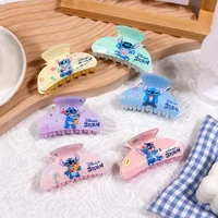 1pc/6pcsDisney Stitch Acrylic Hair Claw Clip for Girls Sewn Style Shark Shape Hair Accessories Stitch Hair Clip Perfect Birthday