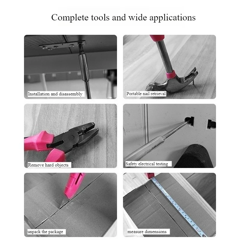 12/23PCS Tool Set General House hold Hand Tool Kit with Plastic Toolbox Storage Case Used to Car repair And home Repair