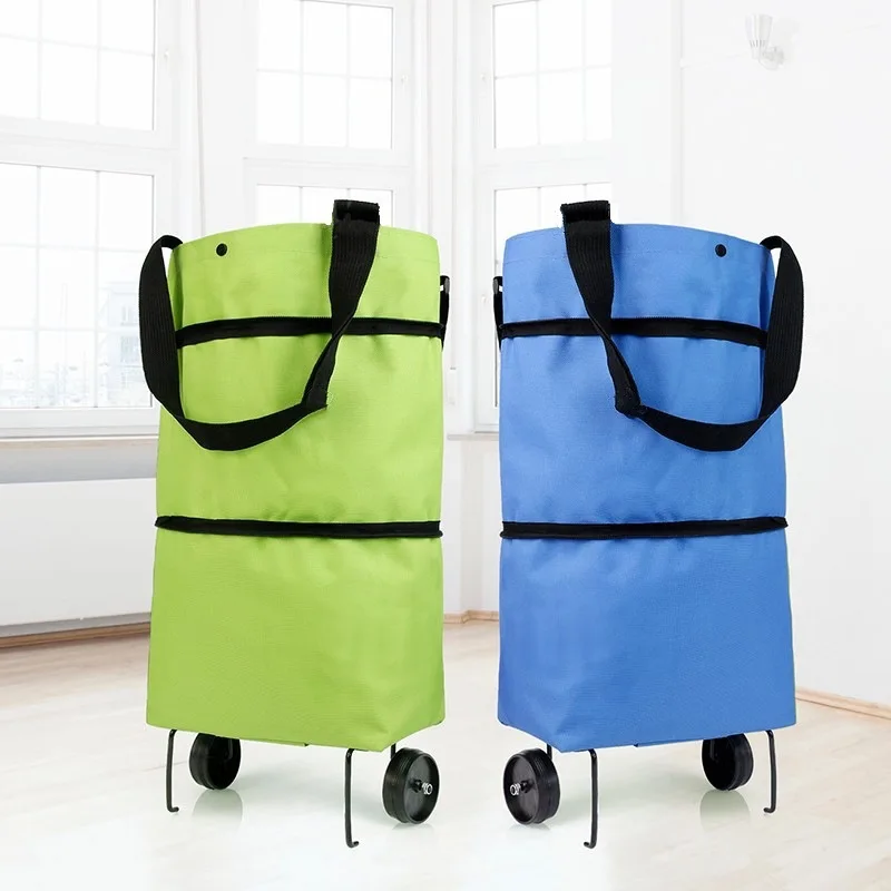 Portable Grocery Cart Folding Shopping Cart Portable Home with Wheels Delivery Small Trailer Kitchen