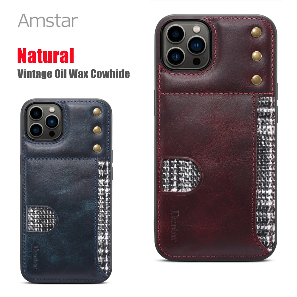 

Чехол для телефона Amstar из натуральной вощеной кожи, в стиле ретро