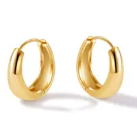 Shevalue New Simple Gold Hoop Earrings for Women 18K Real Gold Plated Lightweight Hollow Hypoallergenic Earrings Fashion Jewelry 1