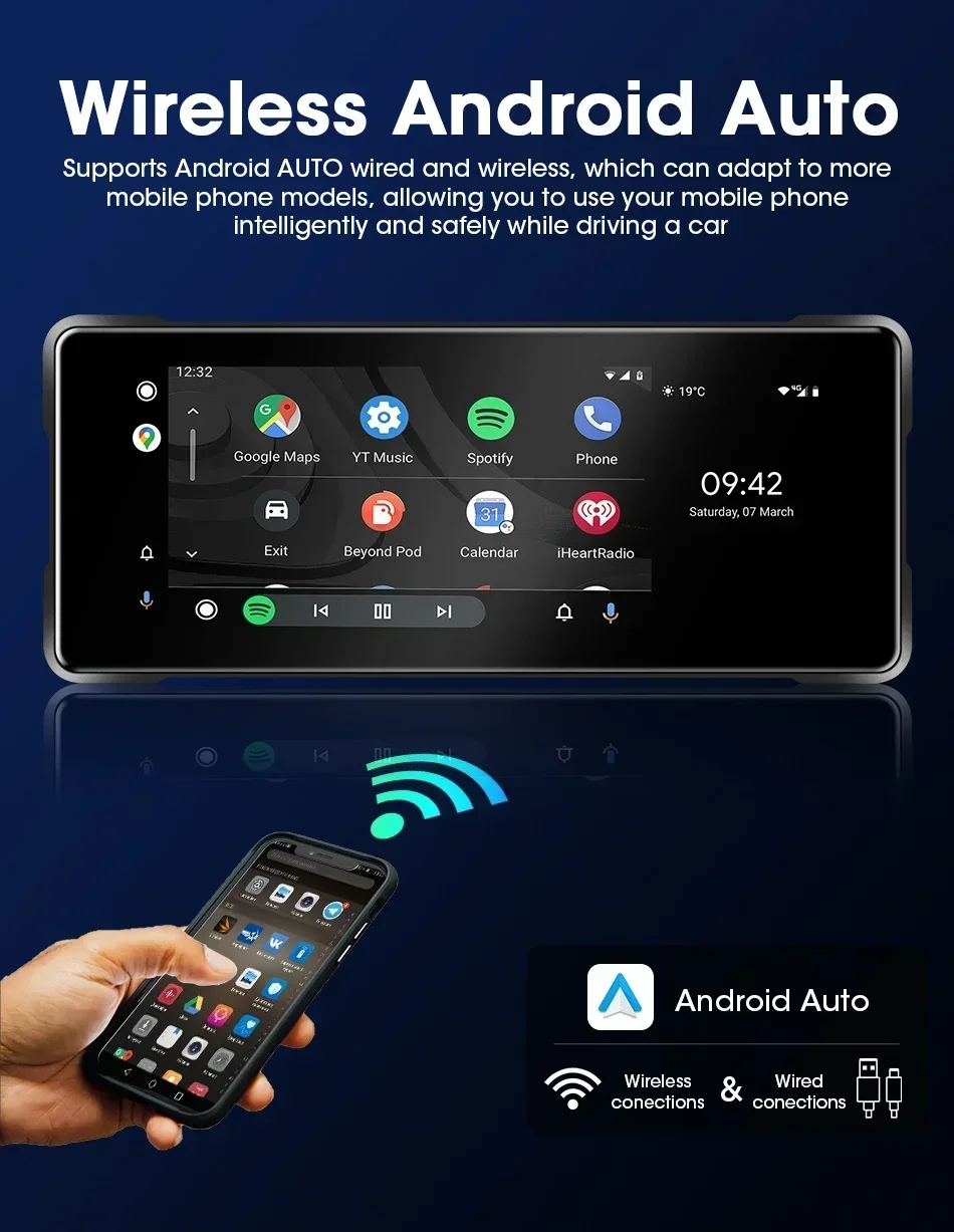 6,86 "TPMS GPS Navigation Motorrad IPX7 Wasserdicht Carplay Display Bildschirm Tragbare Motorrad Drahtlose Android Auto Monitor – Detail 8